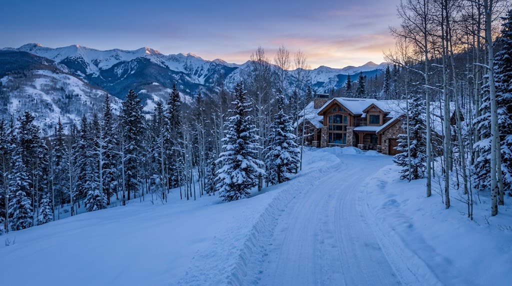 Freshly cleared driveway at a mountain home in Edwards, Colorado